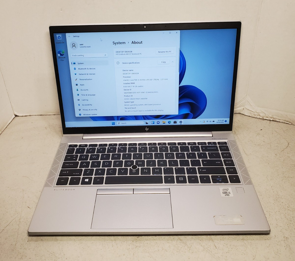 HP EliteBook 840 G7 14" Laptop Core i5-10310u 8GB RAM 256GB SSD Win11 #69