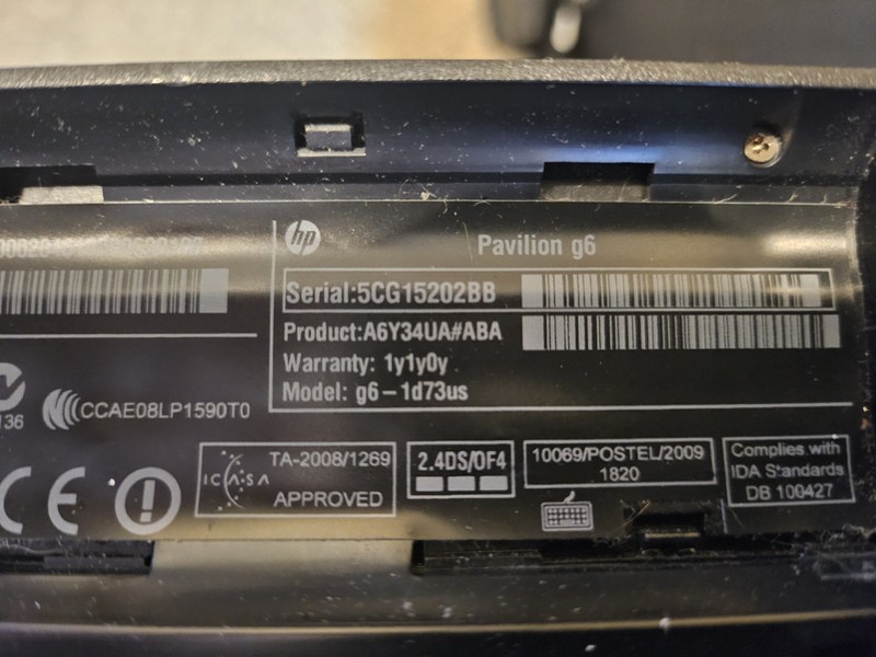 HP Pavilion g6-1d73us 15.6”/Intel Core i3-2350M @2.30GHz 4GB 300GB windows 10 gallery