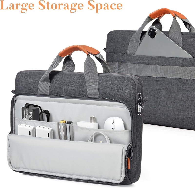 Lightweight Business Casual Laptop Shoulder Bag for 17-18 Inch PCs, Grey Case gallery