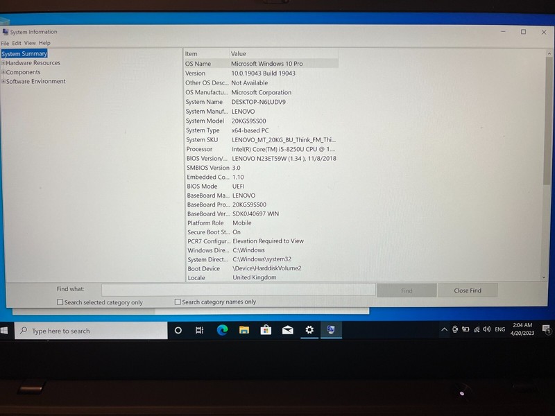 Lenovo ThinkPad Black, Intel Core i5-8250U, RAM 8 GB, 64-bit OS (NEVER USED) gallery