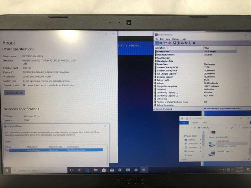 Asus ROG G752V, i7-6700HQ @2.60GHz,Nvidia Geforce GTX 960M,8GB RAM, 1TB HDD, W10 gallery