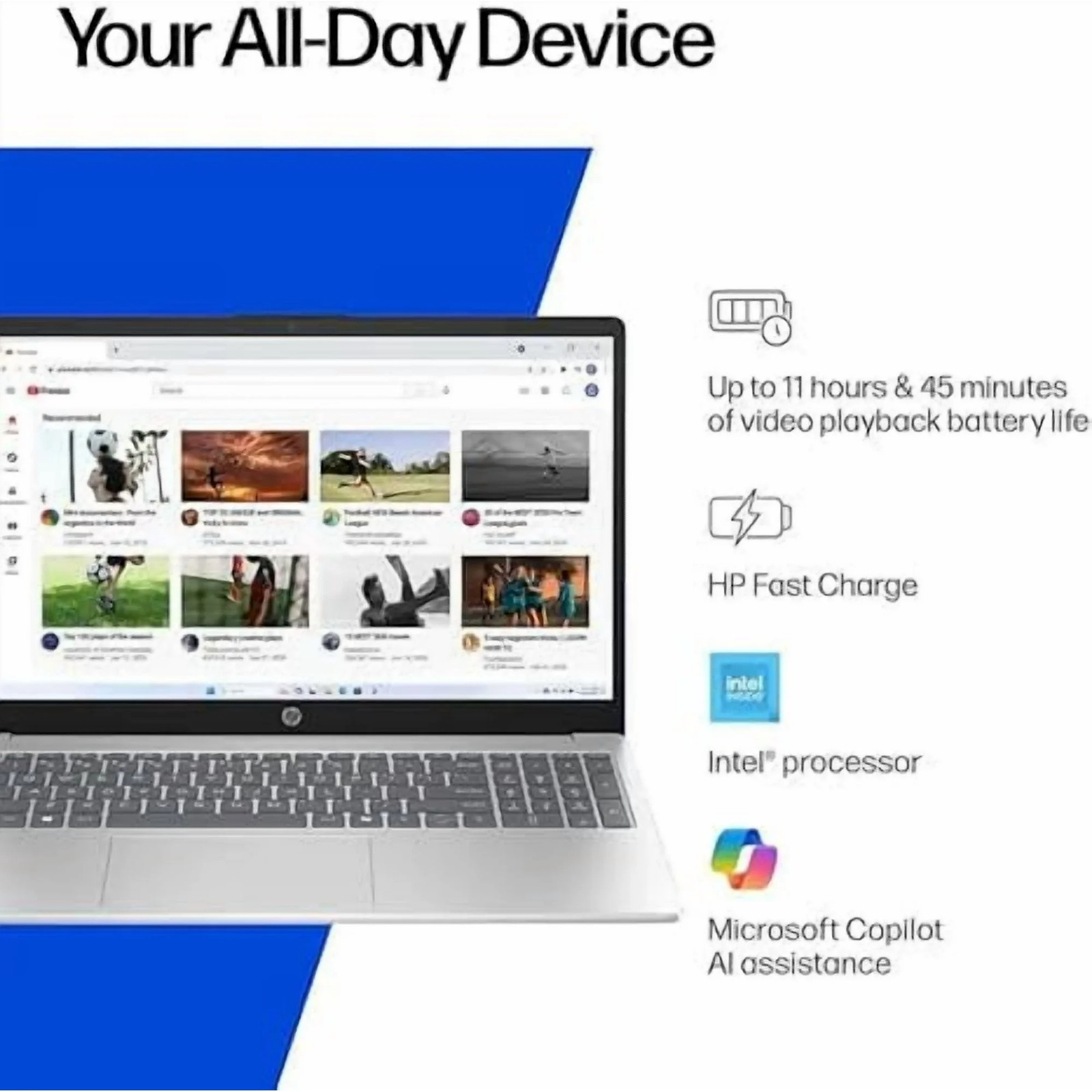 HP 15-fd0001dx 15.6" HD Laptop PC, Intel N100, 4GB Ram, 128GB UFS W11H gallery