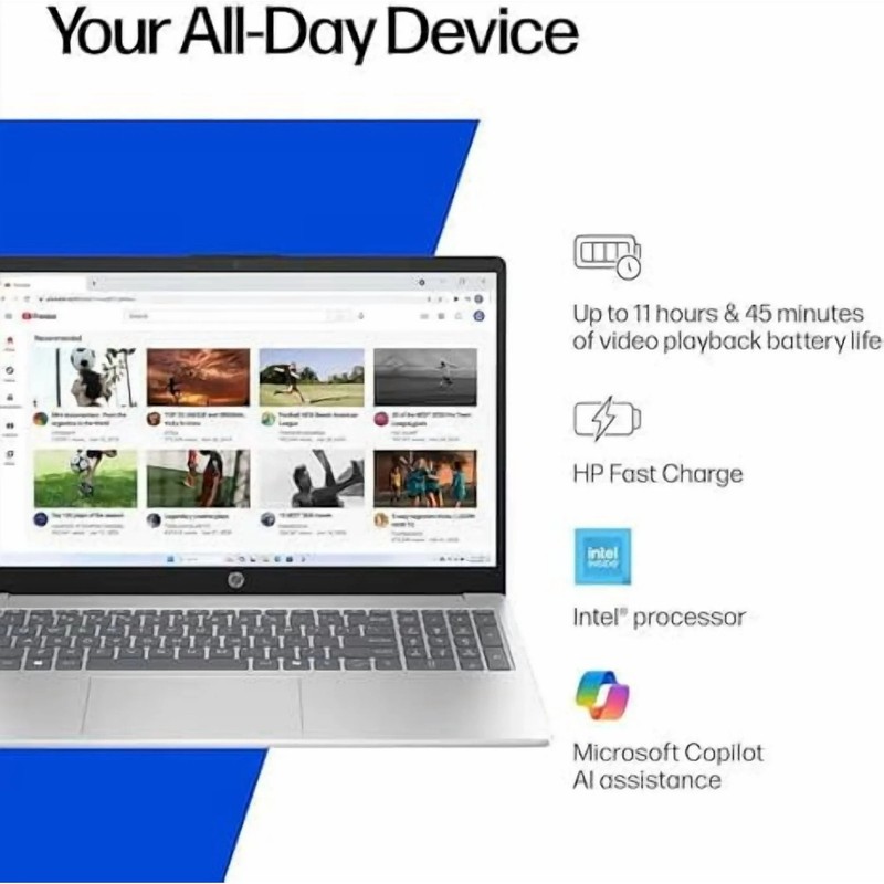 HP 15-fd0001dx 15.6" HD Laptop PC, Intel N100, 4GB Ram, 128GB UFS W11H gallery