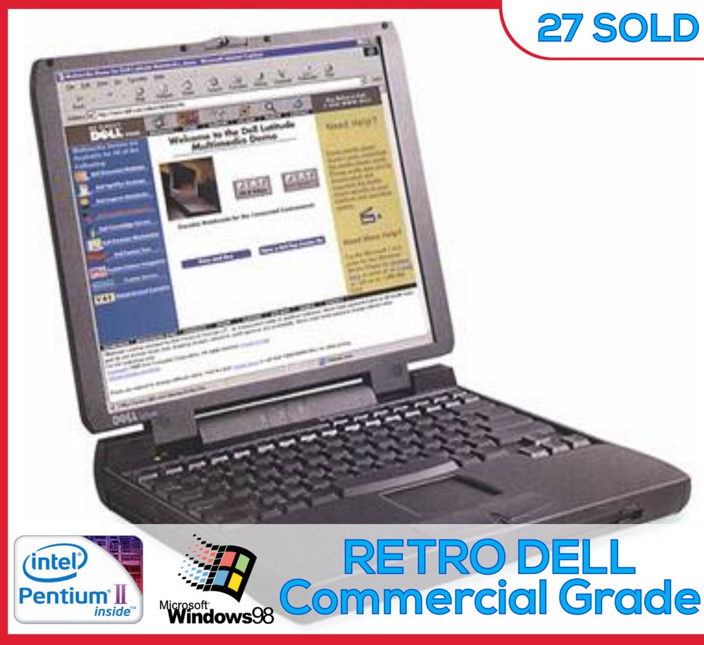 Dell Latitude Commercial Laptop Windows 95 98 Win98 Serial DOS Gaming Pentium 2