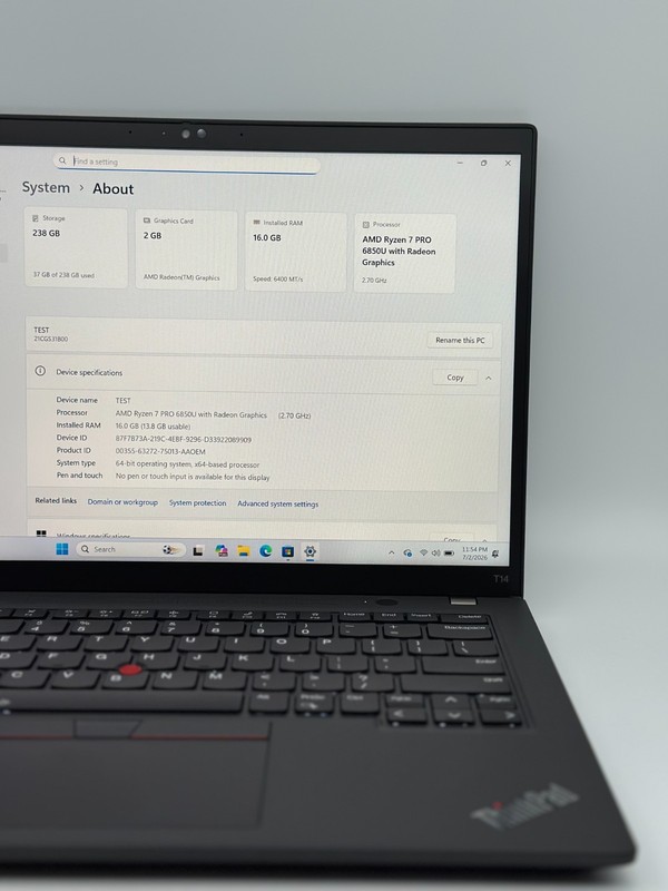 Lenovo ThinkPad T14 Gen 3 Laptop AMD RYZEN 7 PRO 6850U 16GB RAM 256GB SSD W11P gallery