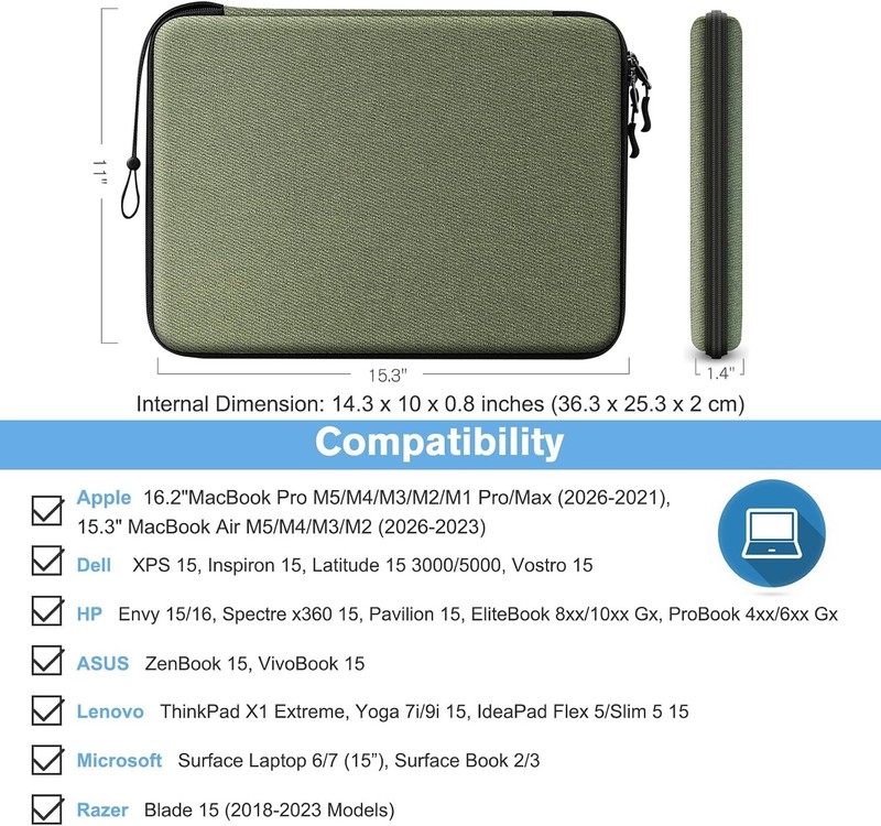 Olive Hard Case for 15.3" MacBook Air A3241 (M2 M3 M4 M5, 2023-2026) gallery
