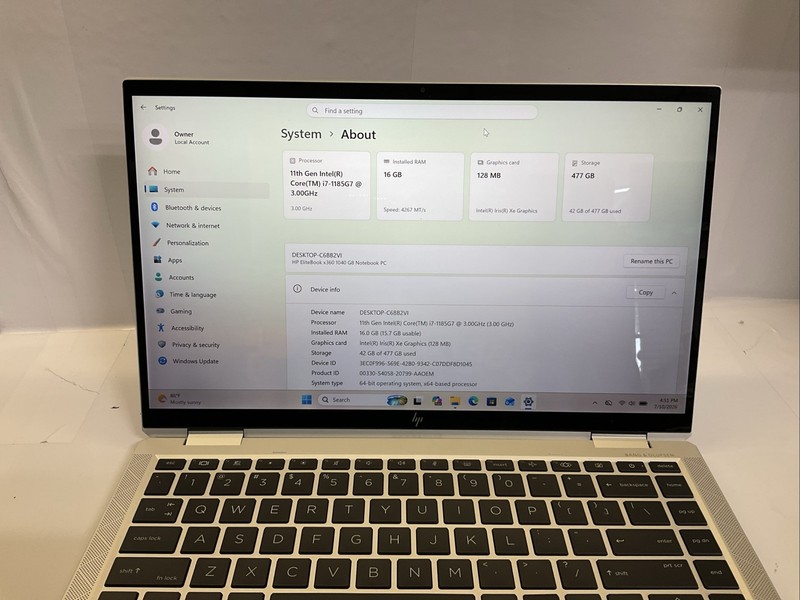 HP EliteBook x360 1040 G8 i7-11th Gen 16GB RAM 512GB SSD Touch W11 Pro AC gallery
