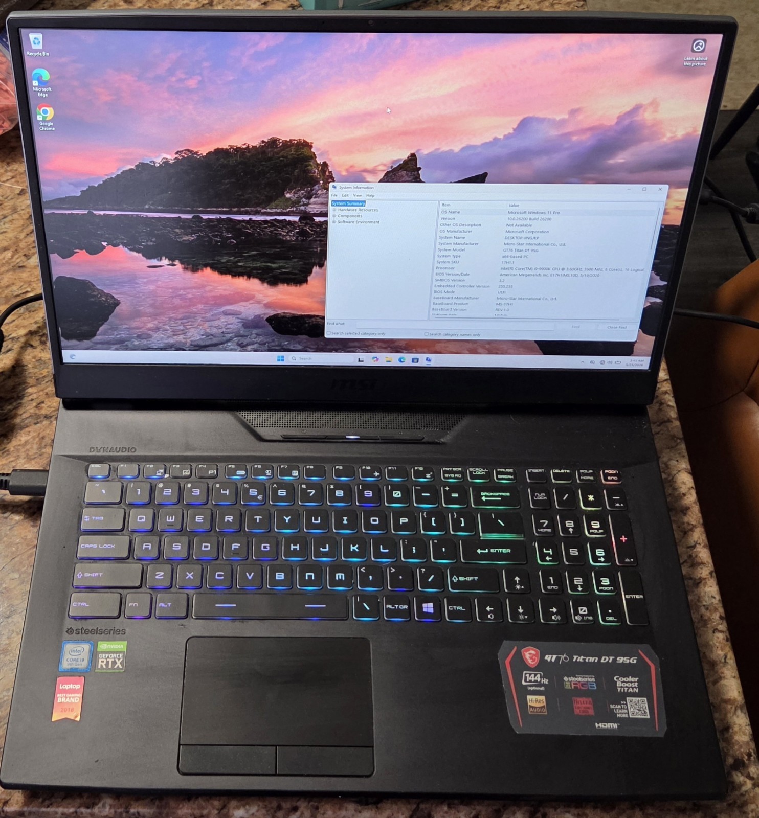 MSI GT76 Titan 9SG 17.3" with Eurocom Charger gallery