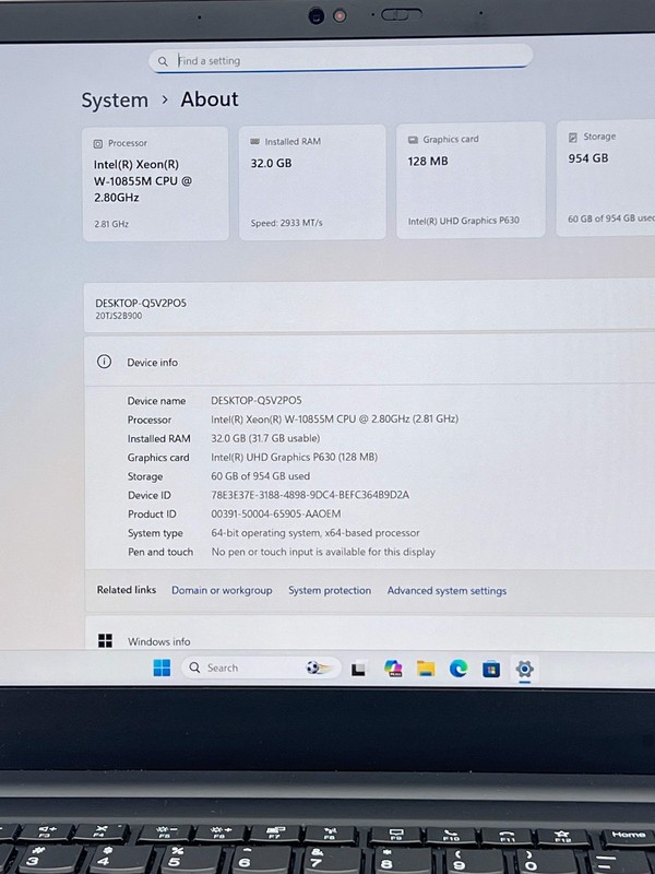 Lenovo ThinkPad P1 Gen 3 16" Intel UHD Graphics P630 32GB RAM 1TB Black Laptop gallery