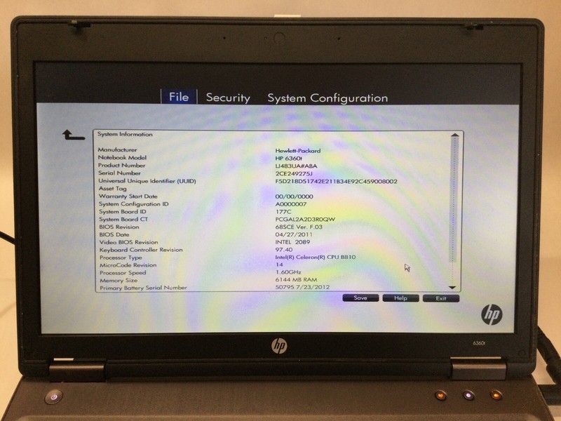 HP 6360T - BOOTS TO BIOS - INTEL CELERON B810 - NO RAM - NO HDD -READ DESCRIP-BB gallery