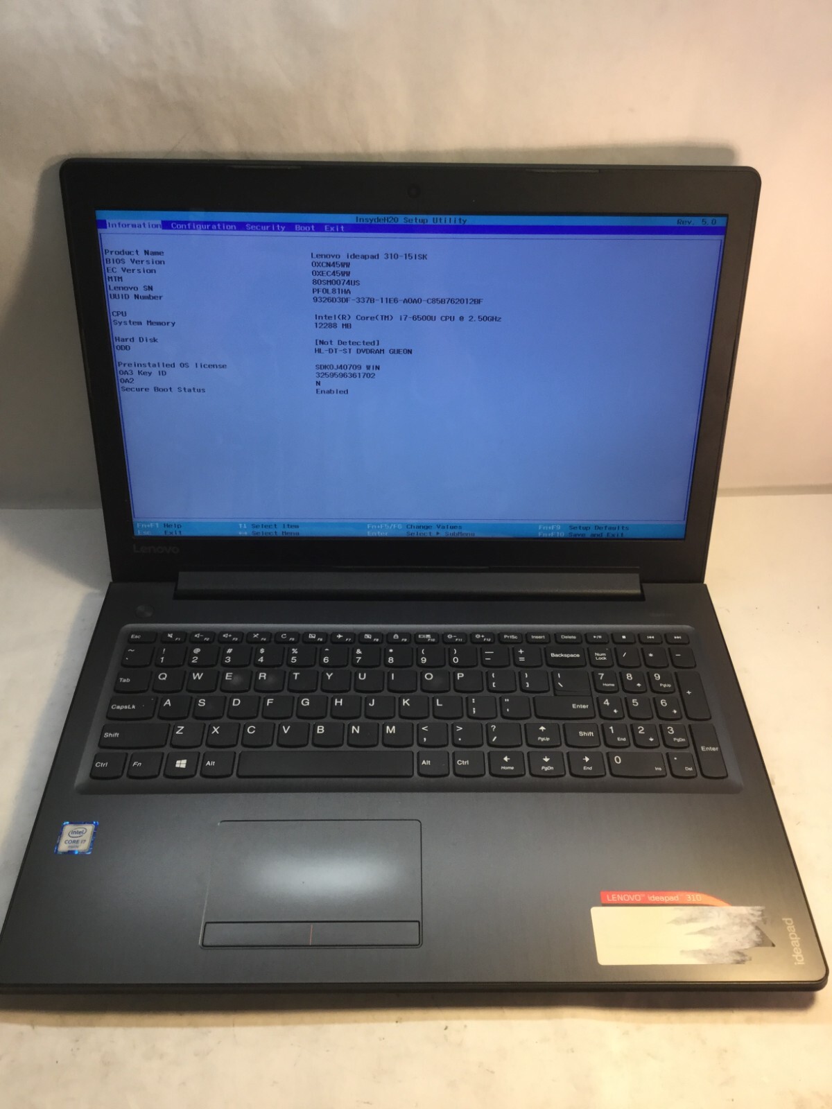 Lenovo IdeaPad 310 15" Laptop Intel Core i7-6500U 2.5GHz-BOOTS TO BIOS *GOOD*-MZ gallery