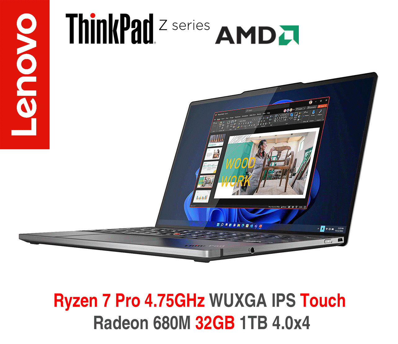 ThinkPad Z13 Ryzen 7 PRO 4.7GHz WUXGA Touch 32GB 1TB IR FPR 2Y On-site Warranty gallery