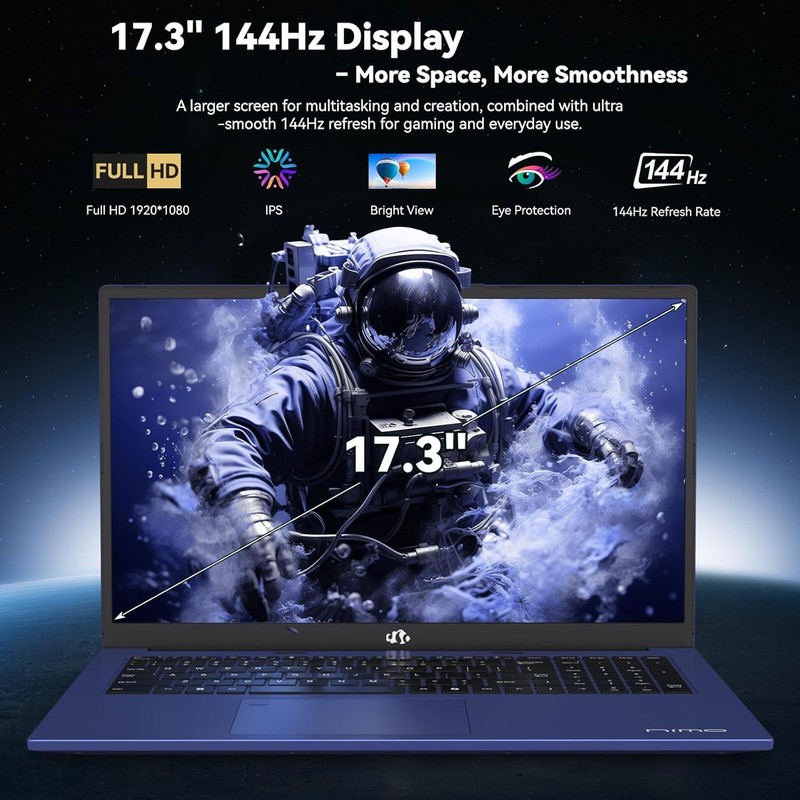 NIMO 17.3" AI Laptop, AMD Ryzen AI 9 HX 370(50 Tops NPU), Radeon 890M, 32GB RAM gallery