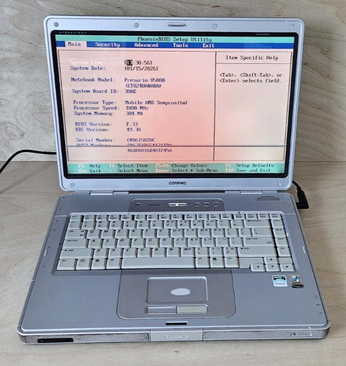 Retro Compaq Presario V5000 AMD Sempron 1.8Ghz / 384Mb Ram / NO HDD NO PSU gallery