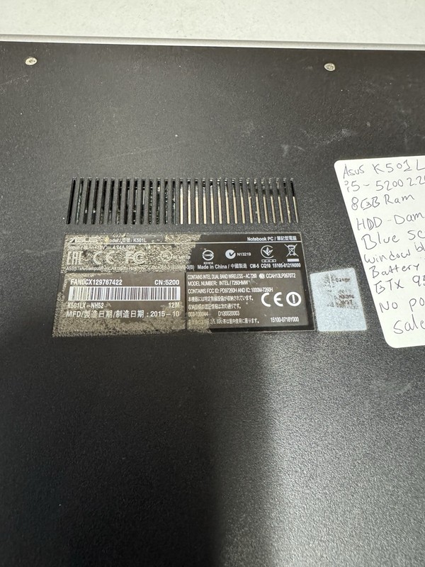 ASUS K501L i5-5200U 8GB GTX 950M | Blue Screen | Bad HDD | For Parts gallery