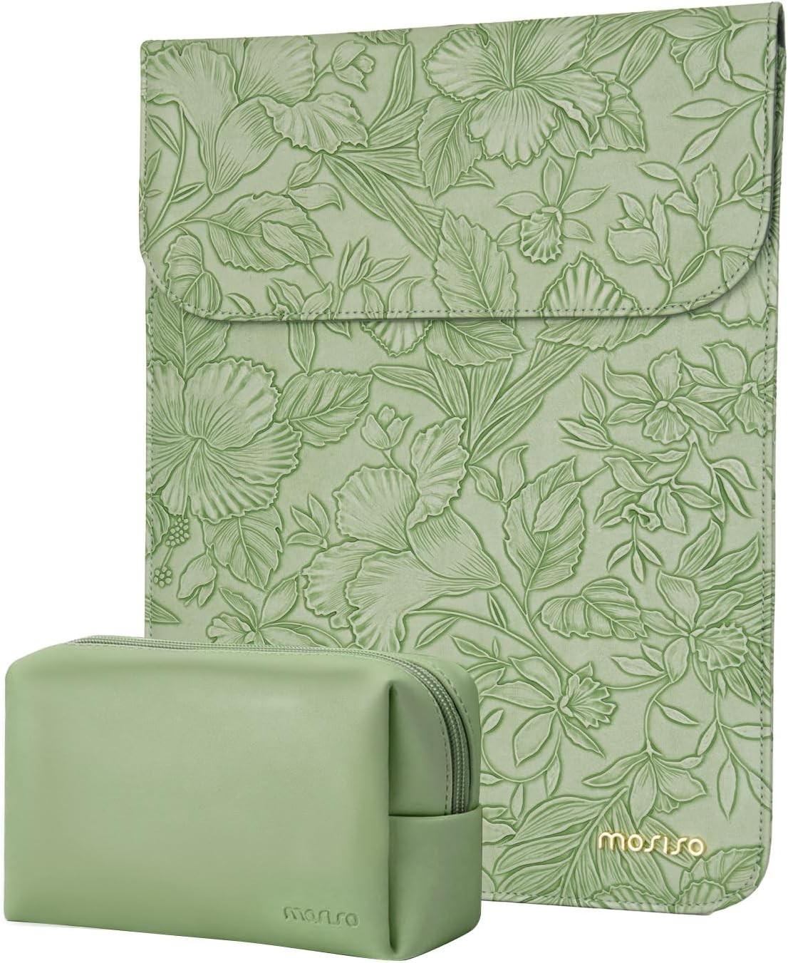 13" Sage Green Laptop Sleeve with Retro Hibiscus for MacBook Air M1 M2 M3 M4 gallery