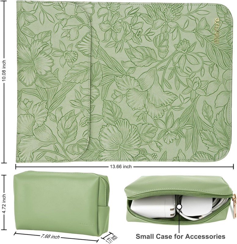 13" Sage Green Laptop Sleeve with Retro Hibiscus for MacBook Air M1 M2 M3 M4 gallery