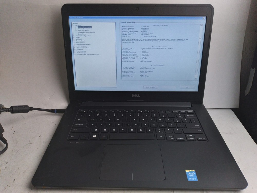 Dell Latitude 3450w/i5 5200u, 4GB RAM, 14" Laptop for Parts & Repair