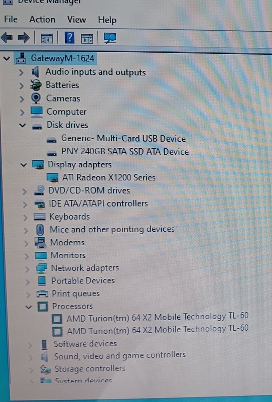 Gateway M-1624 Laptop AMD Turion 64 X2 2Ghz 4GB DDR2 RAM 240GB SSD Win 10 Pro gallery