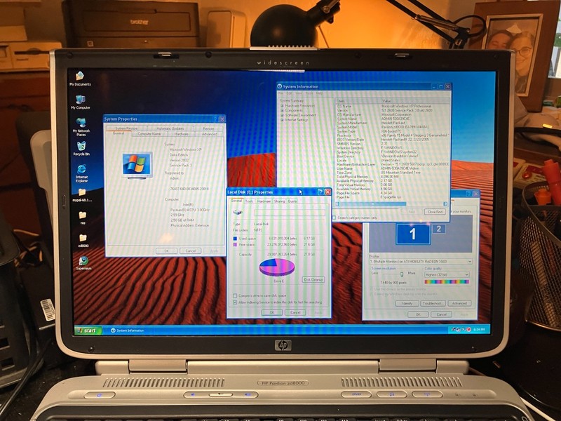 HP ZD8000 Vintage Gaming Laptop 17" Pent 3GHz 32GB SSD 2.5GB RAM ATI X600 Win XP gallery