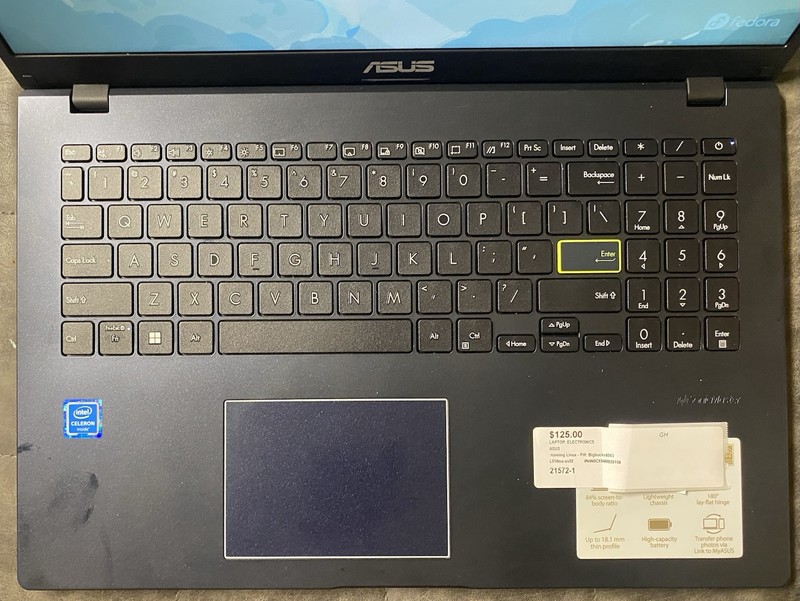 ASUS L510M E510 64GB Storage 4GB RAM Linux Fedora Intel Celeron N4020 x2 gallery
