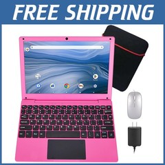 Compact 10.1″ Mini Laptop Android 12.0 System Quad-Core Pink
