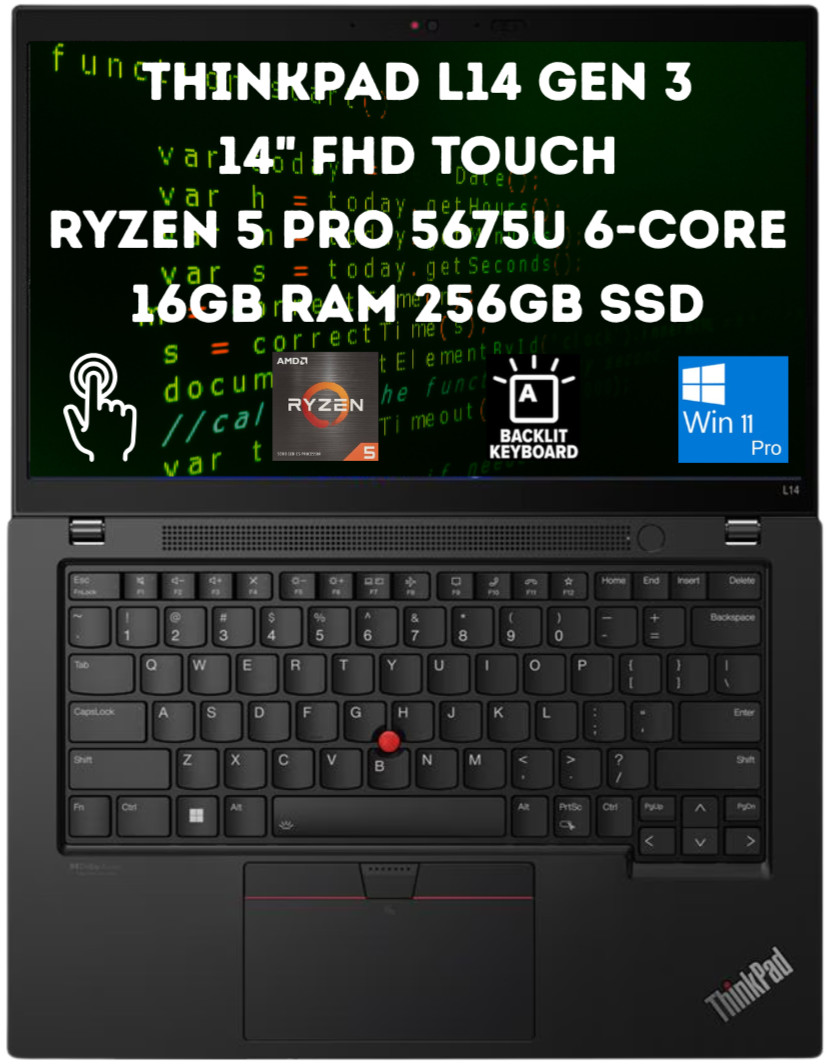 Lenovo ThinkPad L14 Gen 3 14" FHD Touch Ryzen 5 PRO 5675U 16GB 256GB SSD 4Yr Wrt gallery