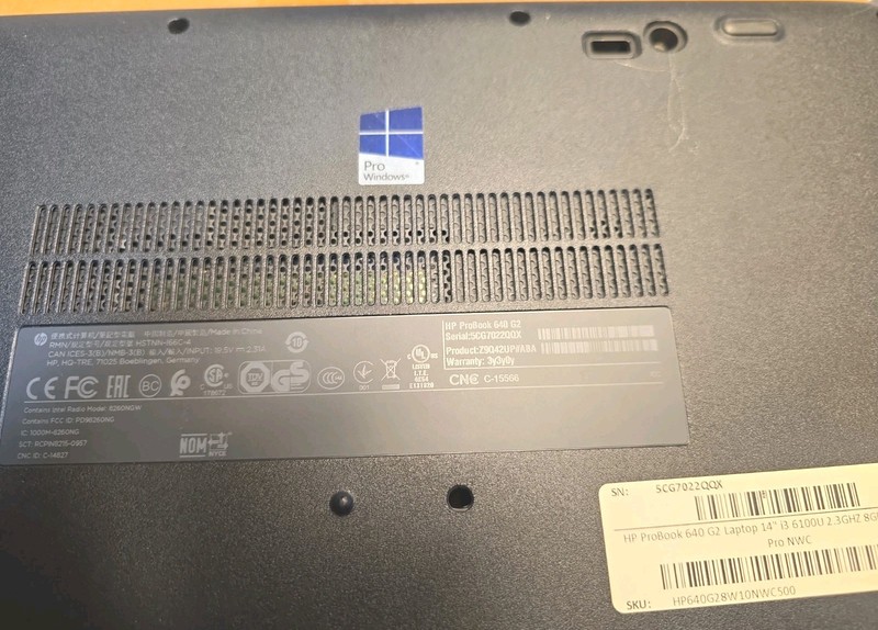 hp probook 640 G2 laptop 14" i3 6100u 2.3 ghz 8gb 500gb w10 pro nwc gallery