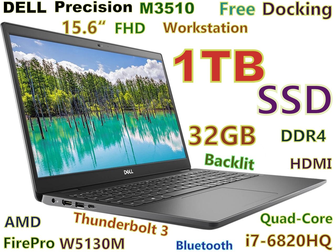 DELL Precision M3510 i7-QUAD FAST 1TB SSD 32GB 15.6" IPS W5130M 2GB + DOCKING gallery