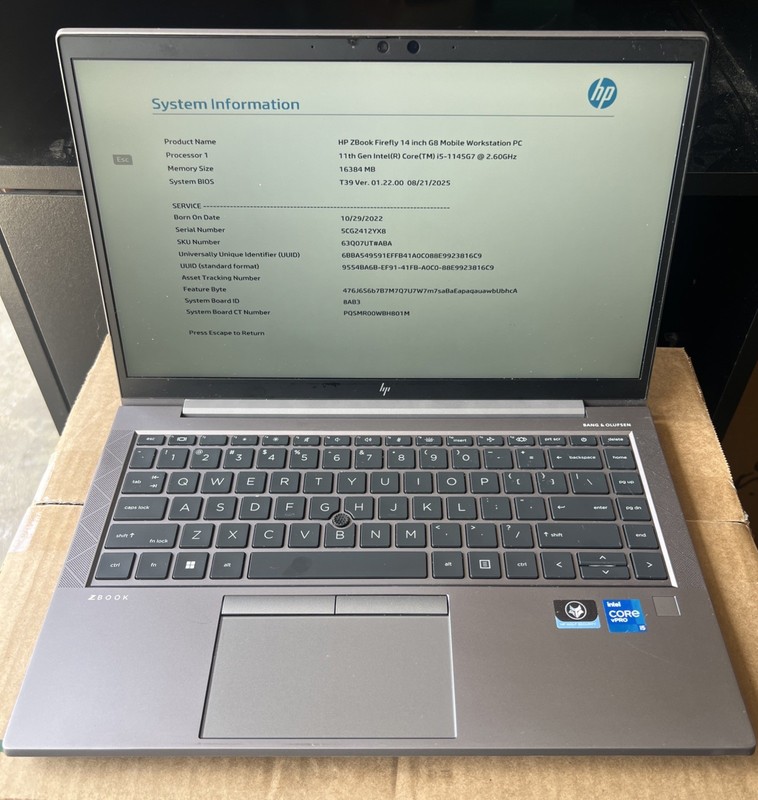 HP Zbook Firefly 14 G8 Core i5-1145G7 2.60GHz 16GB RAM 256GB SSD***No OS gallery