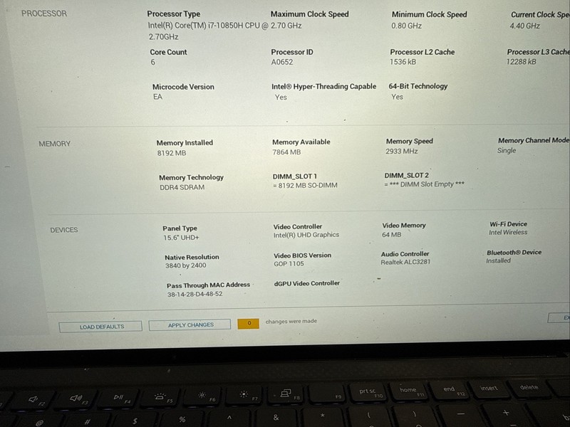 Dell Precision 5550 Laptop Intel i7-10850H@2.7GHz 8GB RAM unknown GPU gallery