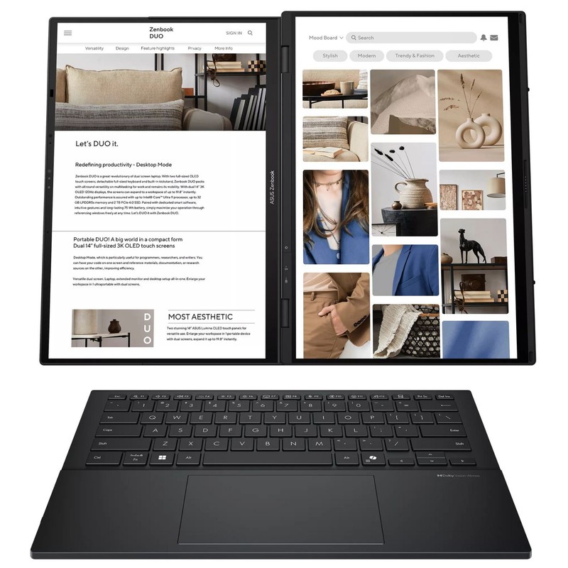 ASUS Zenbook DUO 14" OLED Touch Intel Ultra 9 185H 16GB 1TB SSD W11H Laptop BK gallery