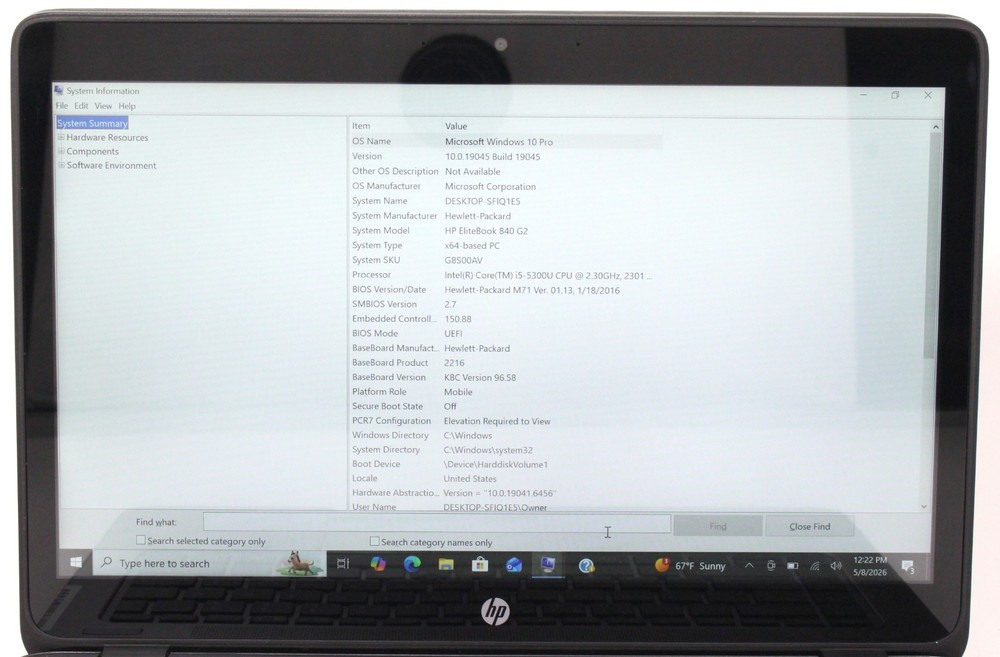 HP EliteBook 840 G1 14" 2.3GHz i5-5300U 128GB SSD 8GB RAM Laptop; 6181330