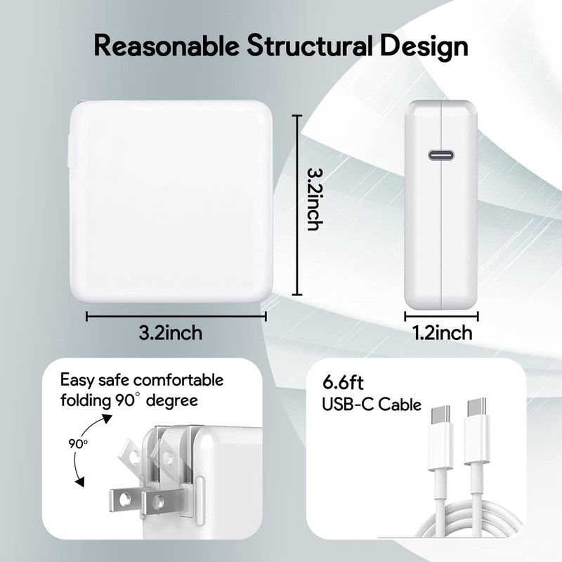 96W USB-C Charger for MacBook Pro/Air, iPad Pro, Samsung Galaxy - Fast Charging gallery