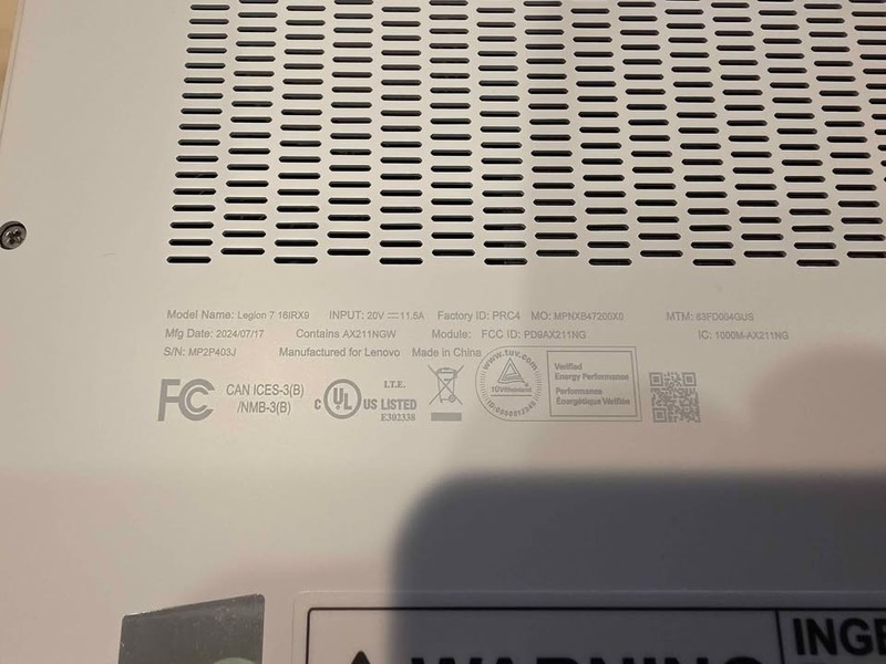Mint Condition Lenovo Legion 7 16IRX9 16" i7-14700HX 32GB 1TB GeForce RTX 4060 gallery