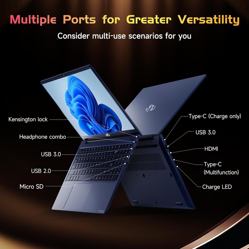 NIMO 15.6 FHD Laptop AMD Ryzen 5 4 Cores 3500U 32GB RAM 1TB SSD Win11 pro gallery