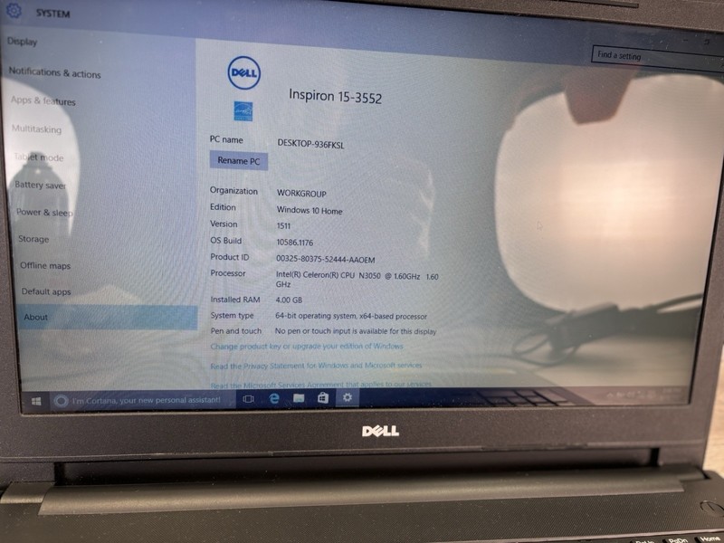 Dell Inspirion PARTS BATTERY IS NO GOOD Model 15-3552 gallery