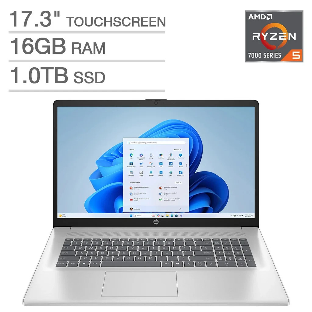 HP 17.3" + Touchscreen Laptop - AMD Ryzen 5 7430U -16GB Memory - 1TB SSD - W11 gallery