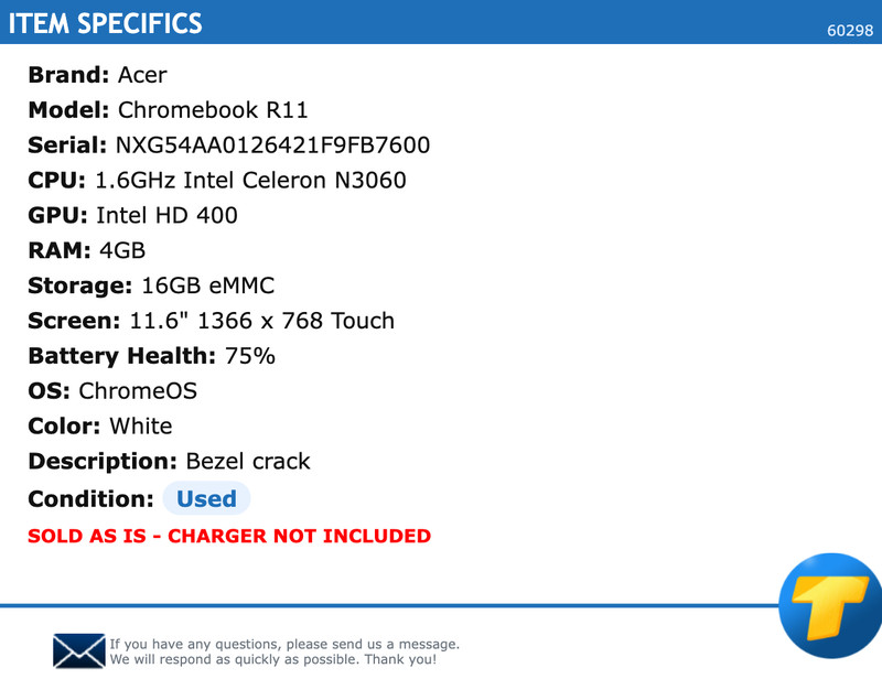 Acer Chromebook R11 11.6" HD Touch 1.6GHz Celeron 4GB RAM 16GB eMMC Intel HD 400 gallery
