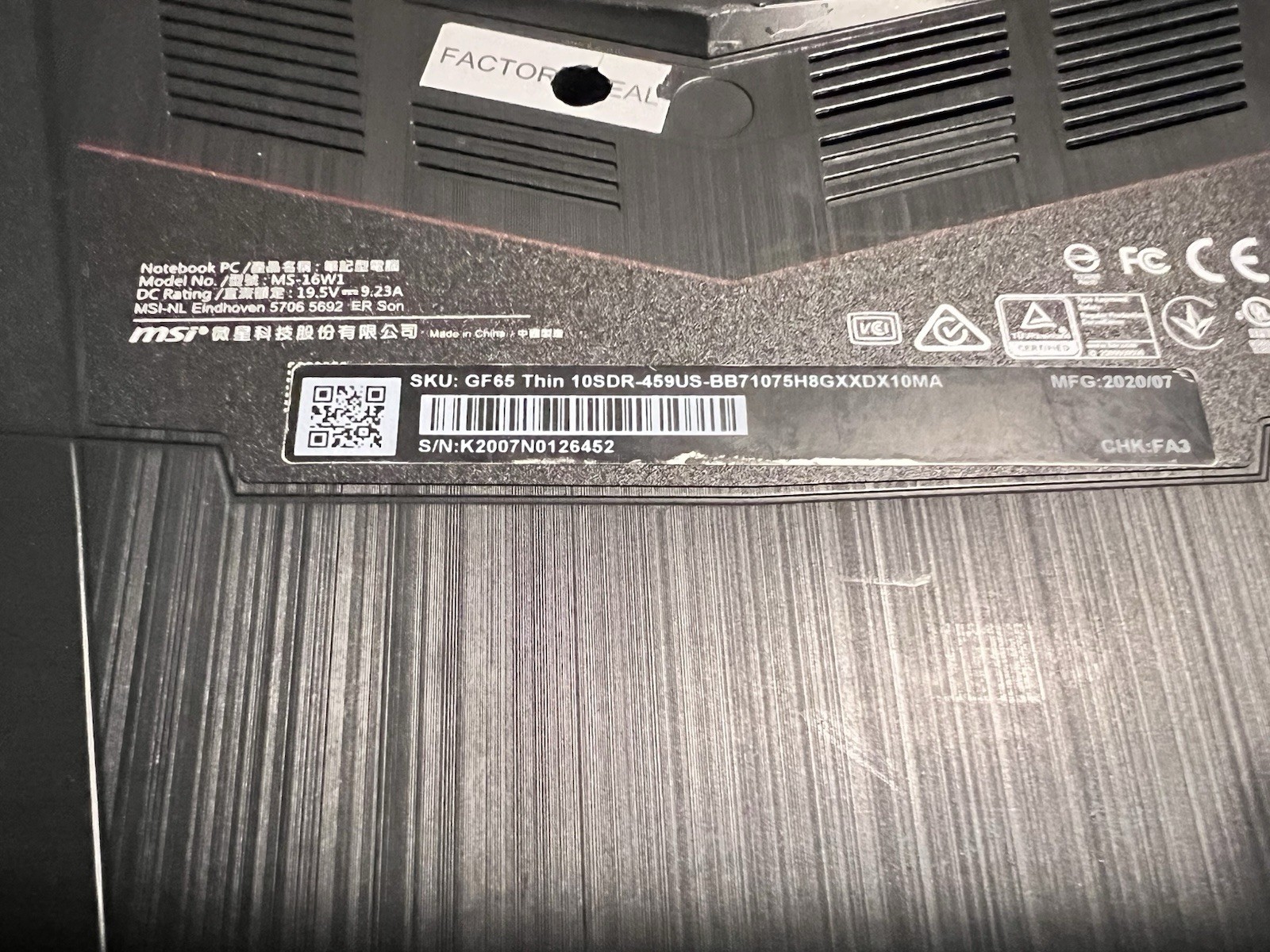 msi gf65 thin 10sdr 459us Parts gallery