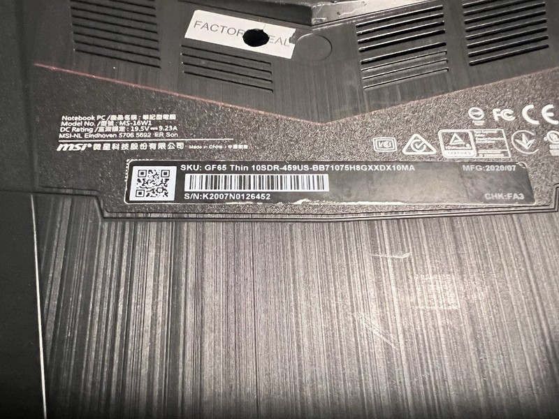 msi gf65 thin 10sdr 459us Parts gallery