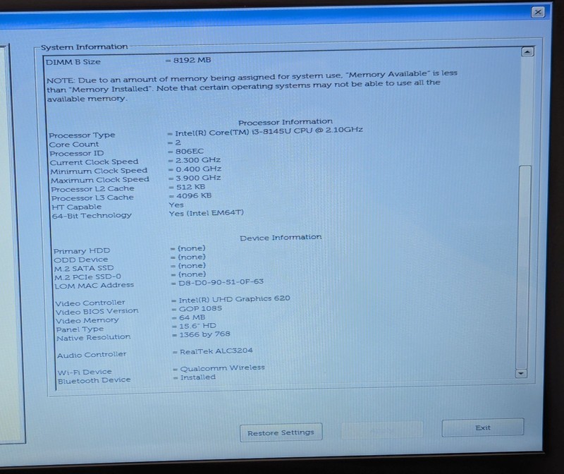 Incomplete Dell Inspiron 3583 15.6" Touch Laptop Intel i3-8145U 2.10GHz 8GB RAM gallery
