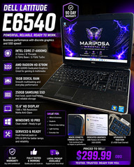 Dell Latitude E6540 15.6in i7-4800MQ 16GB 250GB SSD Radeon 8790M Win10 Pro