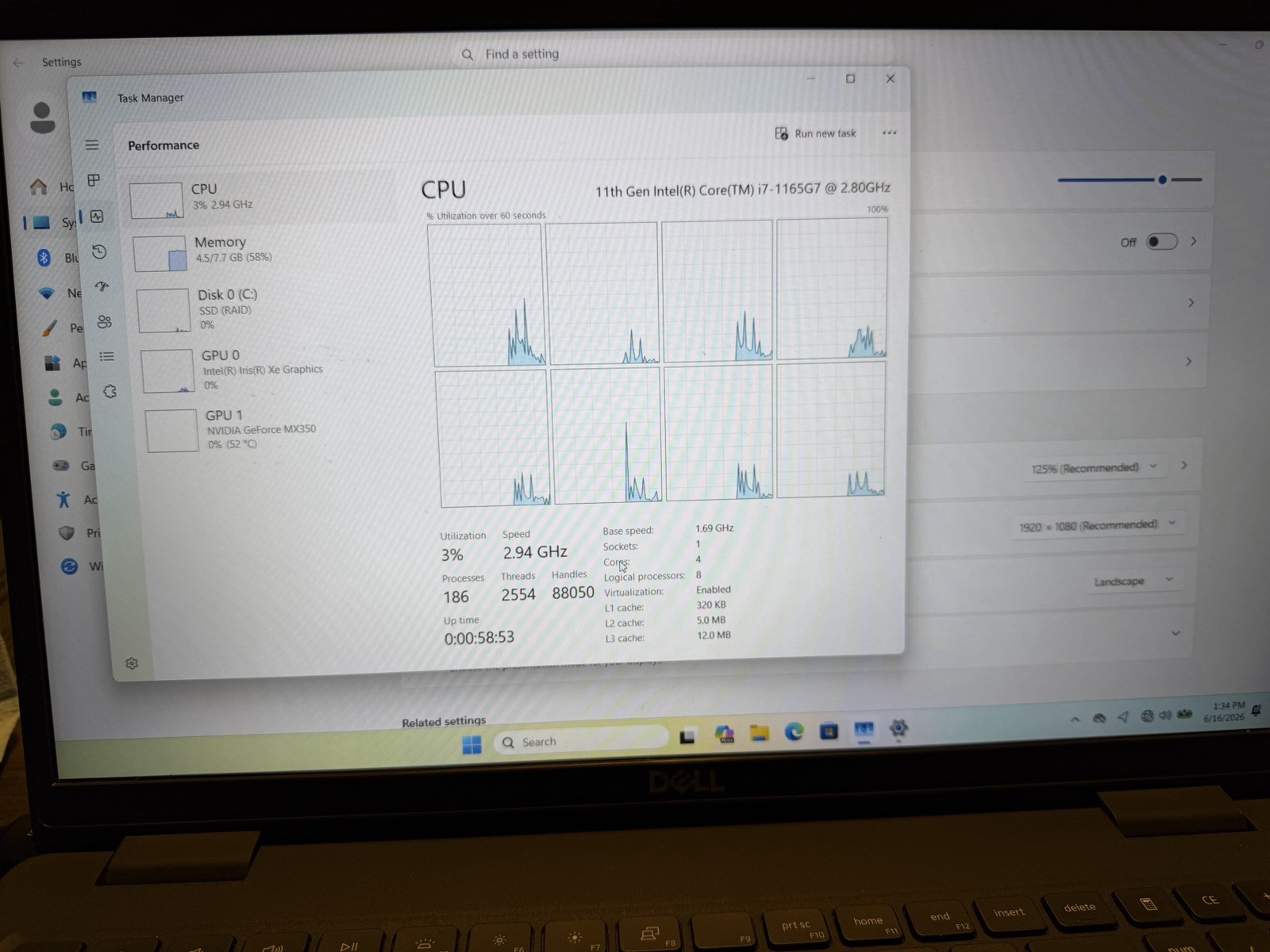 DELL LATITUDE 3520 INTEL CORE I7-1165G7 8GB RAM 256GB NVME GEFORCE MX350 15.6" gallery