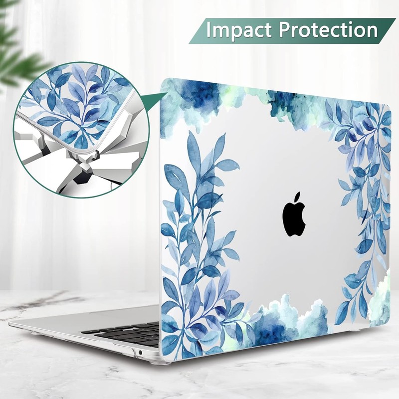 Blue Floral Hard Shell Case for MacBook Air 13" A2337 M1 A2179 A1932 2018-2021 gallery