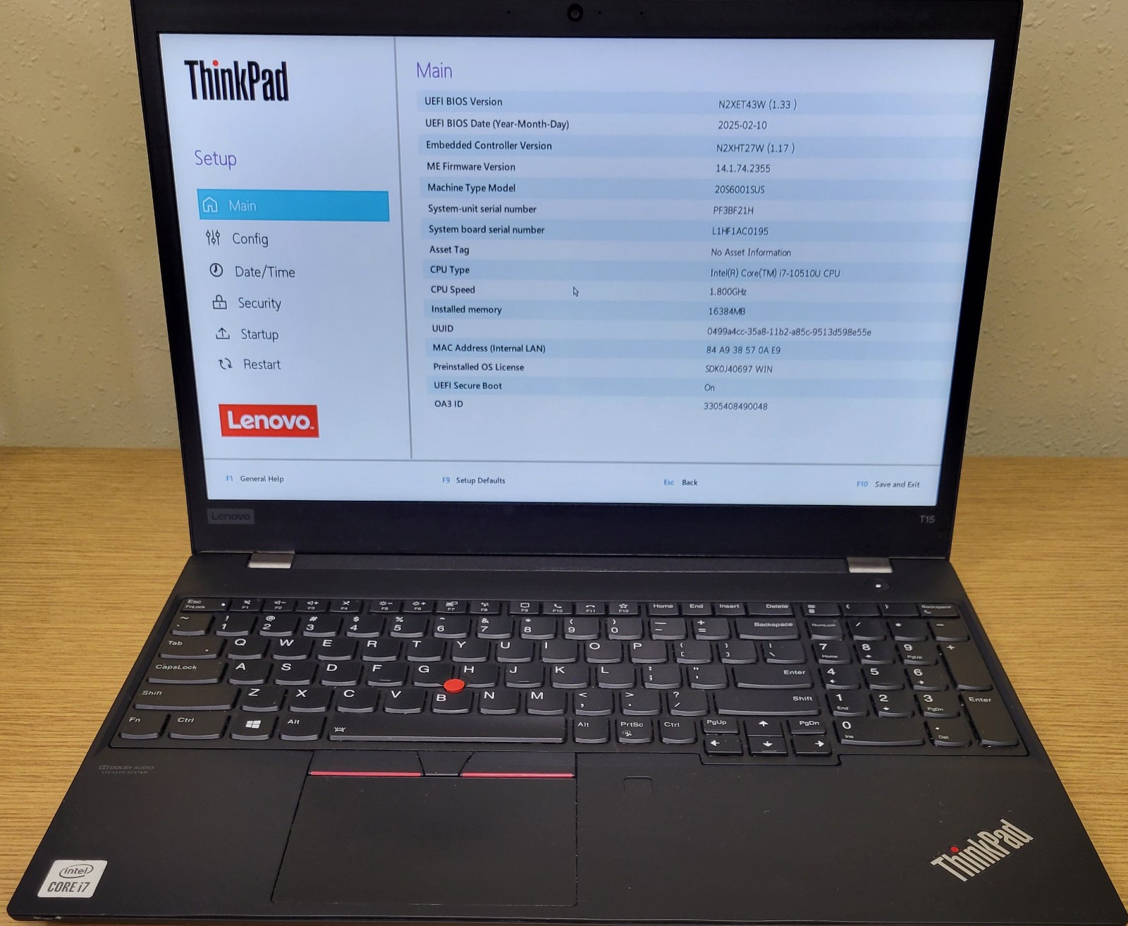 Lenovo ThinkPad T15 Gen1 i5-10210U 1.60GHz 16GB 256GB NVMe No OS "B" Grade gallery