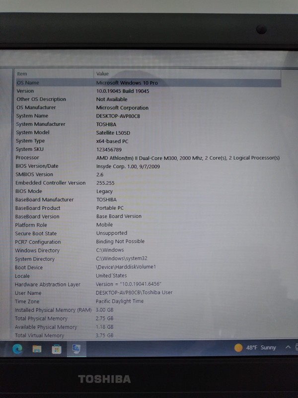 TOSHIBA Satellite L505D 15" AMD Athlon M300 @ 2GHz 3GB RAM 320GB HDD Win 10 Pro gallery