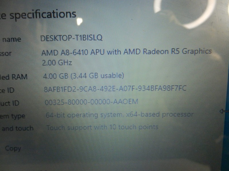 HP 15-f100dx AMD A8-6410 2 GHz 4GB RAM 500 GB HDD CRACKED GLASS but WORKS gallery
