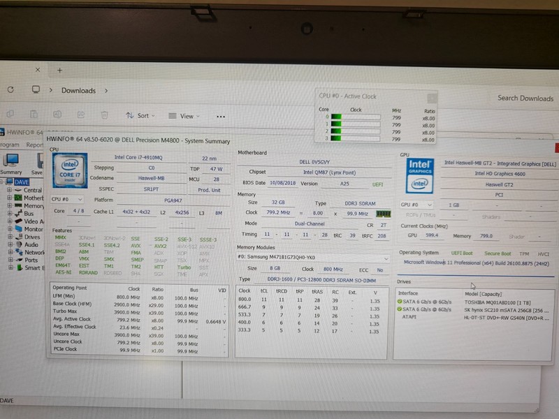 Dell Precision M4800 Intel i7-4910MQ 32GB RAM 256GB SSD 1 TB HDD Dual Boot gallery