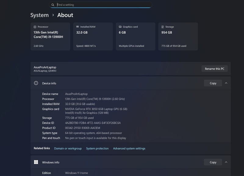 ASUS Creator Q540V 2.8k OLED I9-13900h RTX 3050 32GB DDR5 gallery